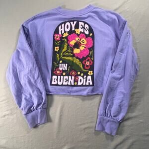 Target Latino‎ Heritage Month “Hoy Es Un Buen Día” Cropped Sweatshirt XS Purple